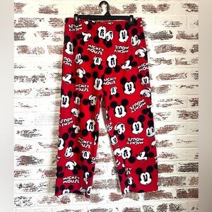 Disney Mickey Mouse Pajama Pants Loungewear Fleece Red Sz L